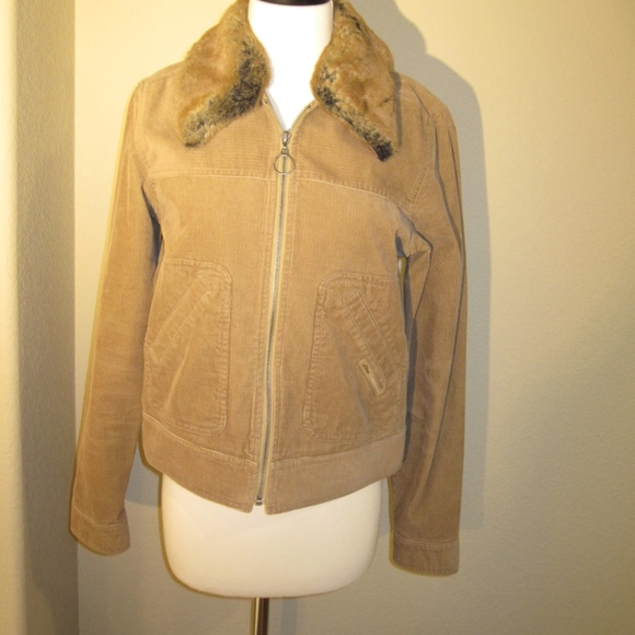 Brown Corduroy Bomber Jacket with Faux Fur - Picture 8 of 8